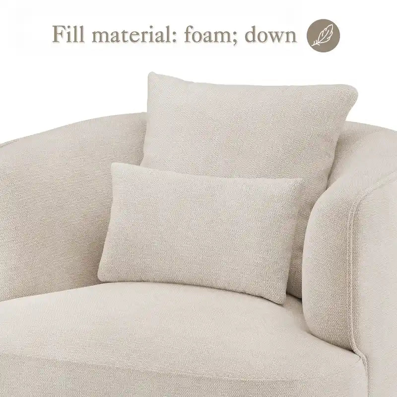 LUE BONA Fauteuil pivotant en tissu mélangé, fauteuil club rembourré moderne pour salon