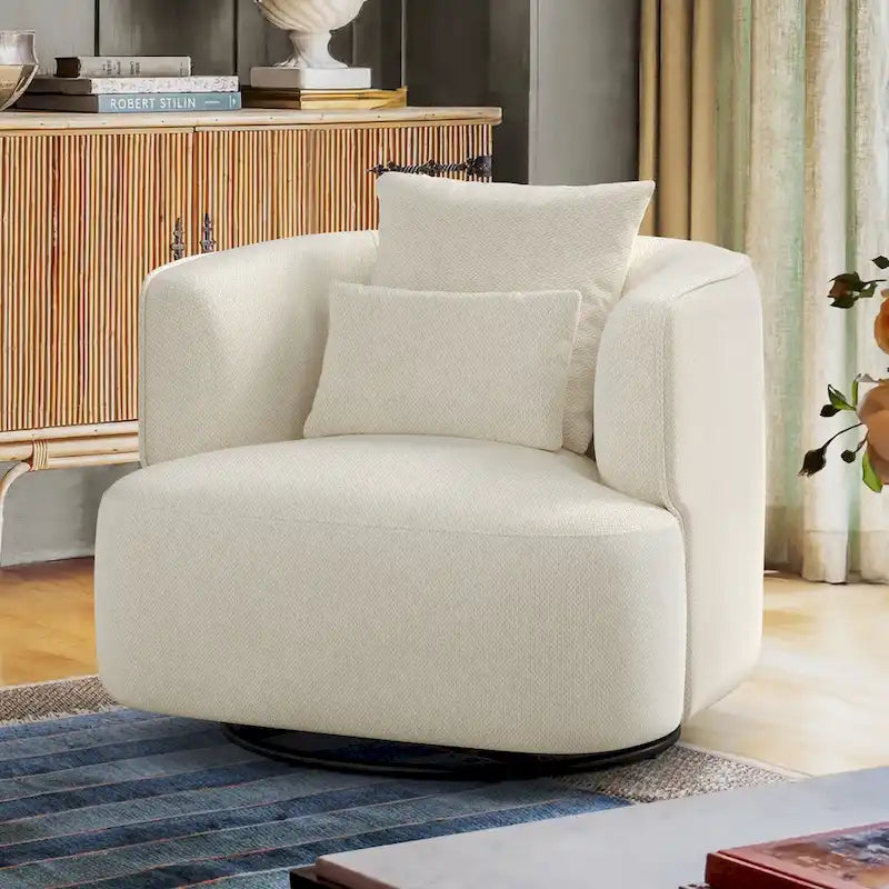 LUE BONA Fauteuil pivotant en tissu mélangé, fauteuil club rembourré moderne pour salon