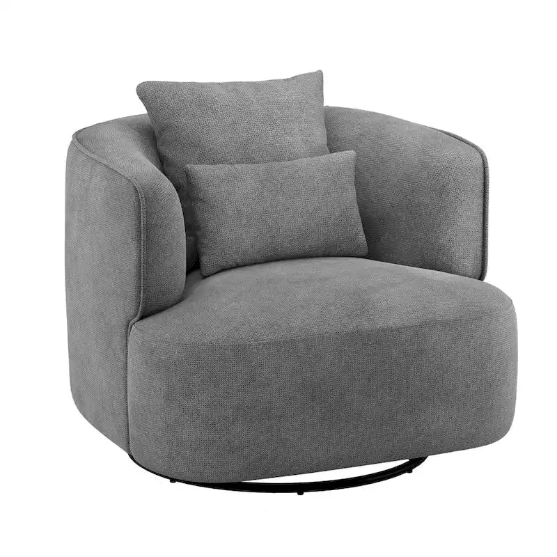 LUE BONA Fauteuil pivotant en tissu mélangé, fauteuil club rembourré moderne pour salon