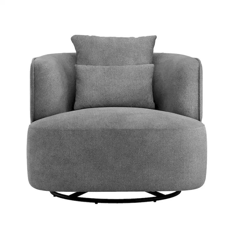 LUE BONA Fauteuil pivotant en tissu mélangé, fauteuil club rembourré moderne pour salon