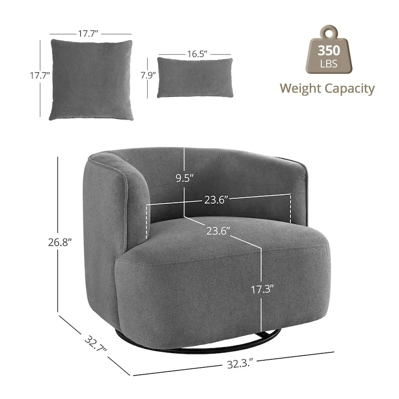 LUE BONA Fauteuil pivotant en tissu mélangé, fauteuil club rembourré moderne pour salon