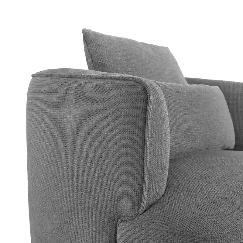 LUE BONA Fauteuil pivotant en tissu mélangé, fauteuil club rembourré moderne pour salon