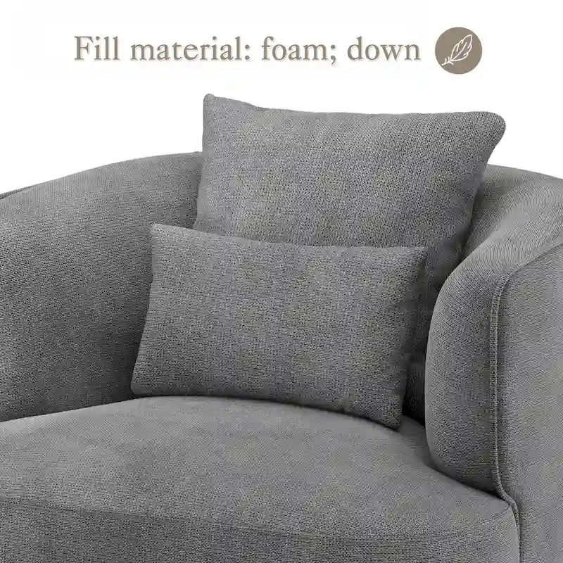 LUE BONA Fauteuil pivotant en tissu mélangé, fauteuil club rembourré moderne pour salon