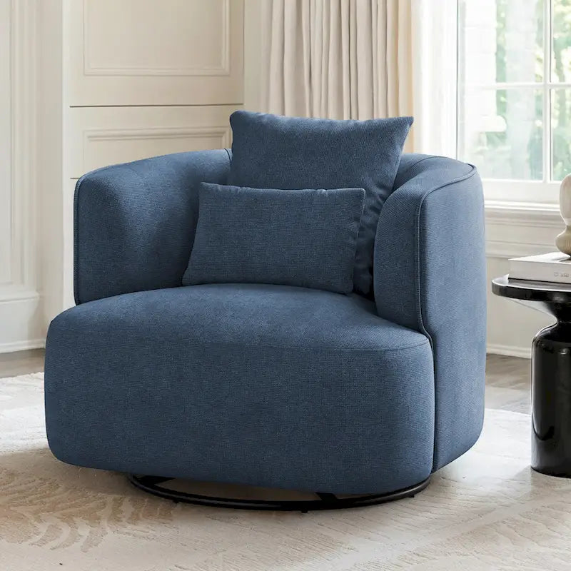 LUE BONA Fauteuil pivotant en tissu mélangé, fauteuil club rembourré moderne pour salon