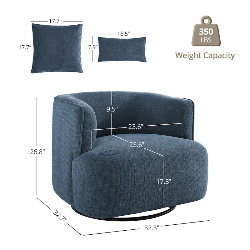 LUE BONA Fauteuil pivotant en tissu mélangé, fauteuil club rembourré moderne pour salon