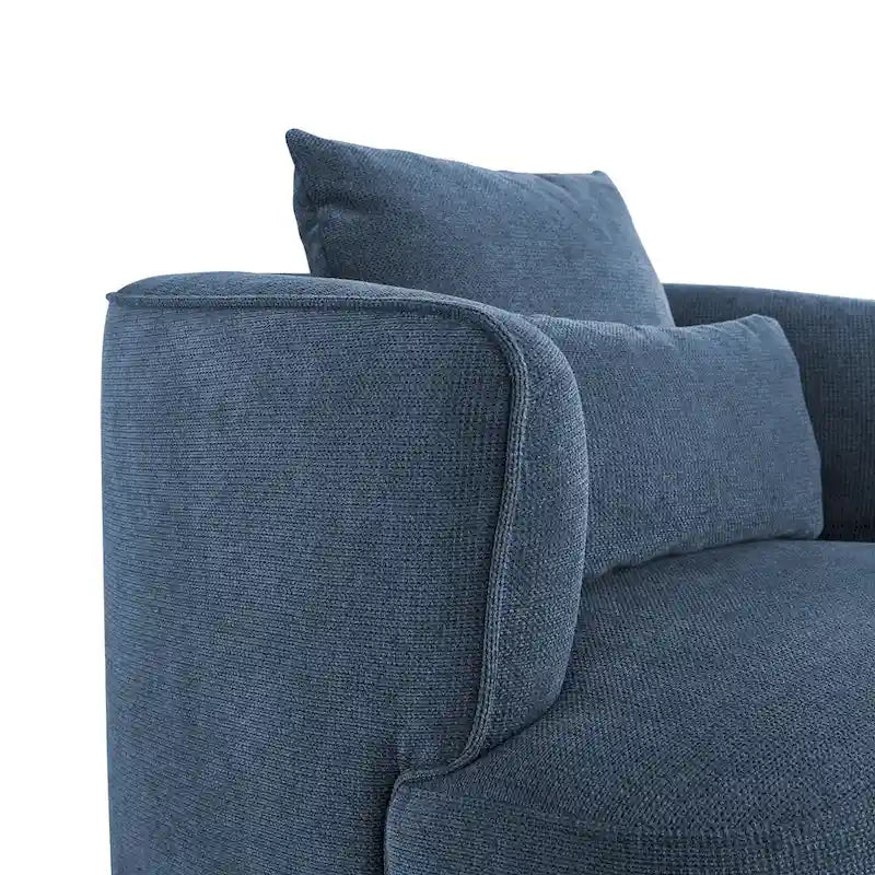 LUE BONA Fauteuil pivotant en tissu mélangé, fauteuil club rembourré moderne pour salon