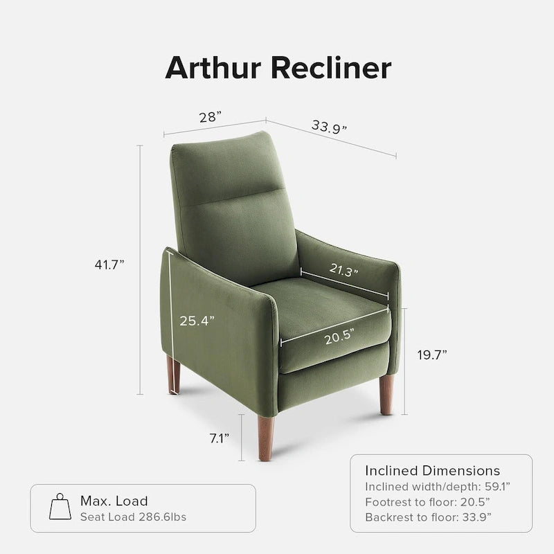 Fauteuil inclinable à pousser | 3 positions | Siège unique | Taupe / Marron / Vert