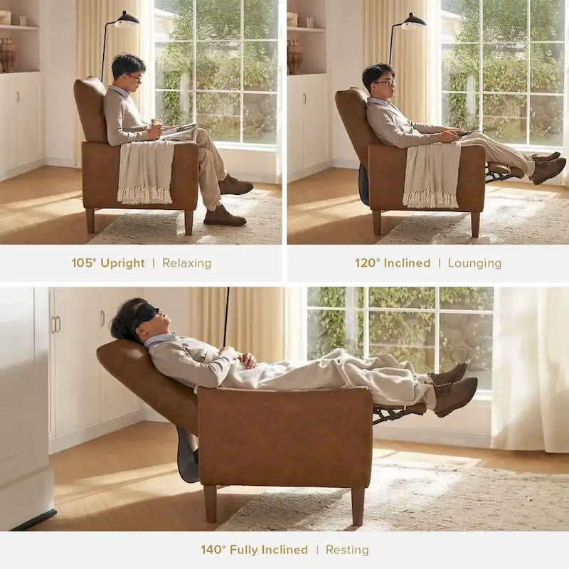 Fauteuil inclinable à pousser | 3 positions | Siège unique | Taupe / Marron / Vert