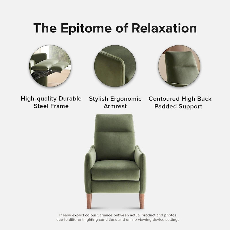 Fauteuil inclinable à pousser | 3 positions | Siège unique | Taupe / Marron / Vert