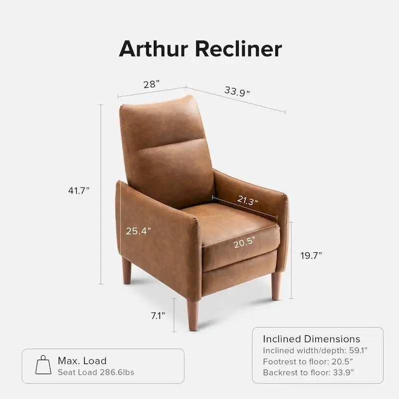 Fauteuil inclinable à pousser | 3 positions | Siège unique | Taupe / Marron / Vert