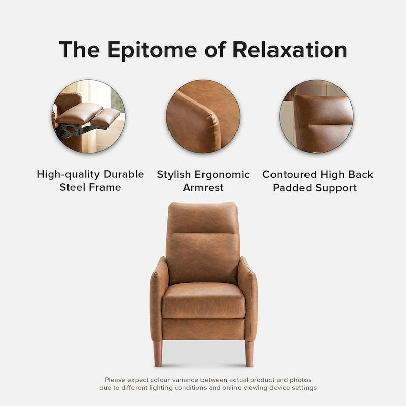 Fauteuil inclinable à pousser | 3 positions | Siège unique | Taupe / Marron / Vert