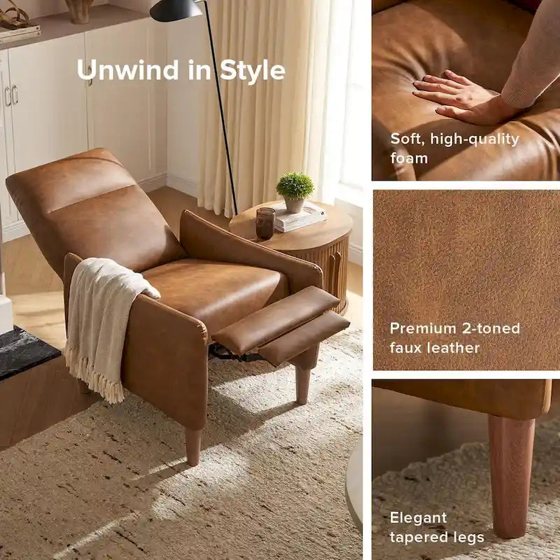 Fauteuil inclinable à pousser | 3 positions | Siège unique | Taupe / Marron / Vert