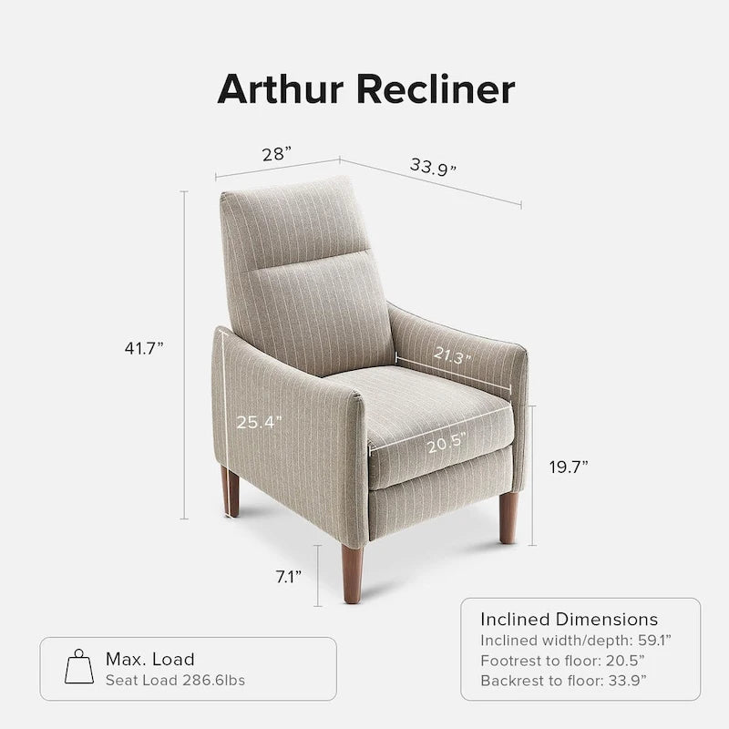 Fauteuil inclinable à pousser | 3 positions | Siège unique | Taupe / Marron / Vert