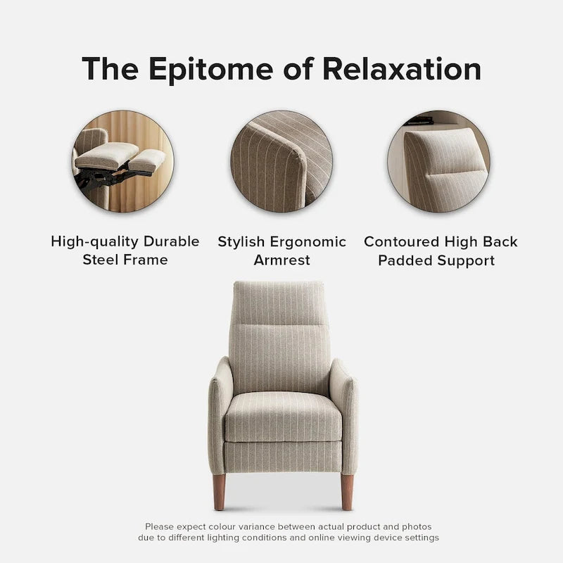 Fauteuil inclinable à pousser | 3 positions | Siège unique | Taupe / Marron / Vert