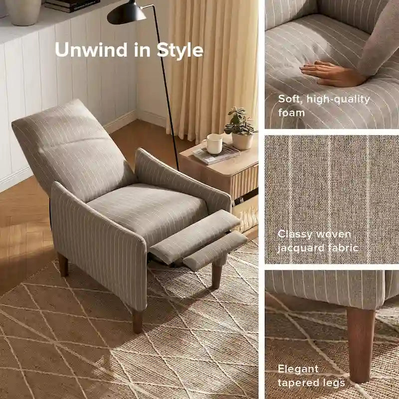 Fauteuil inclinable à pousser | 3 positions | Siège unique | Taupe / Marron / Vert