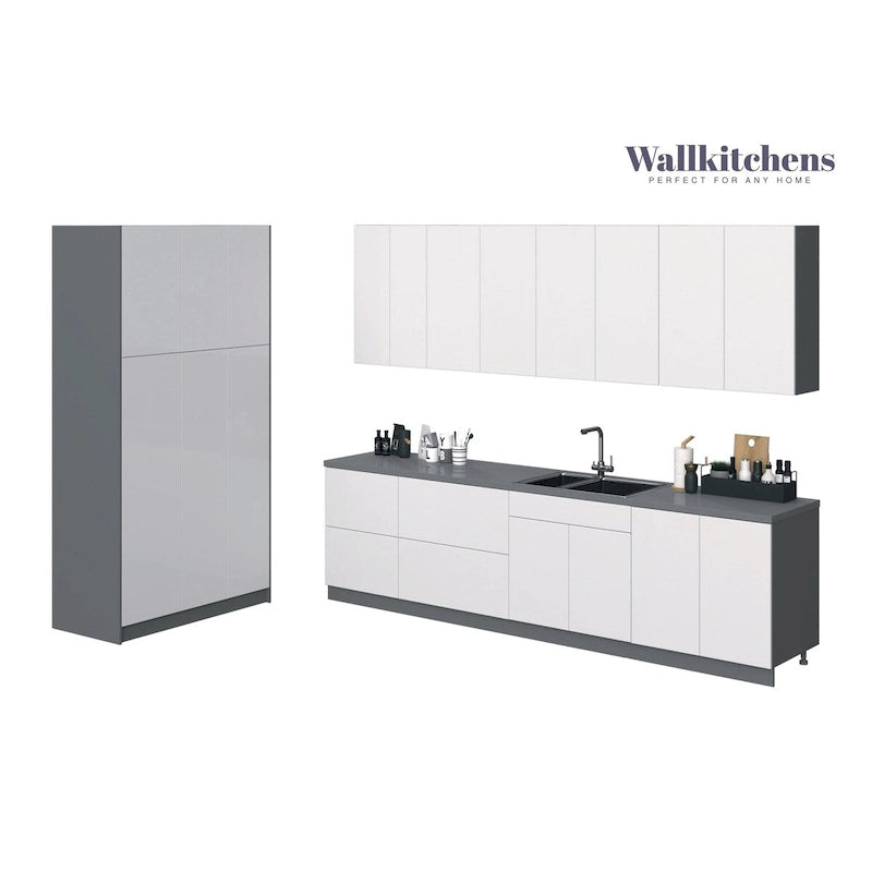 Ensemble de meubles de cuisine bas modernes blanc brillant – 3 m de large