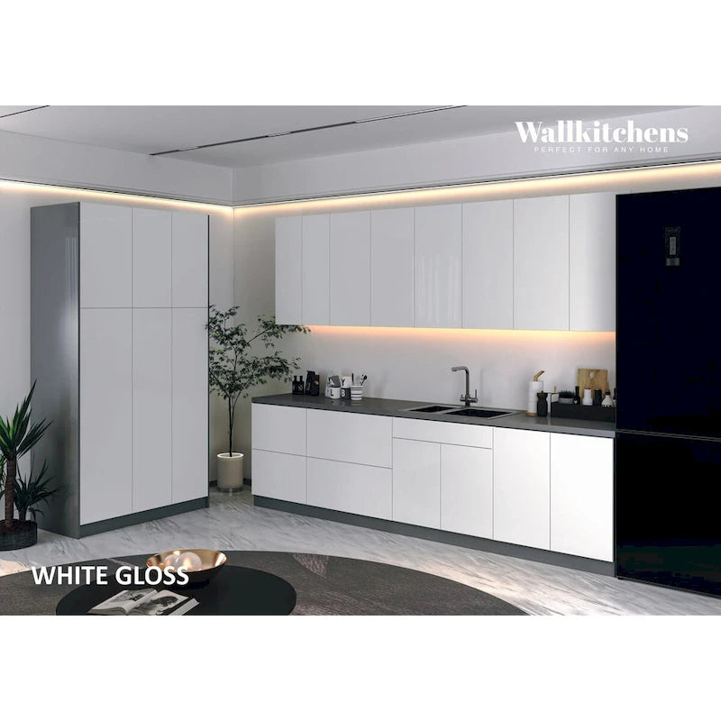 Ensemble de meubles de cuisine bas modernes blanc brillant – 3 m de large