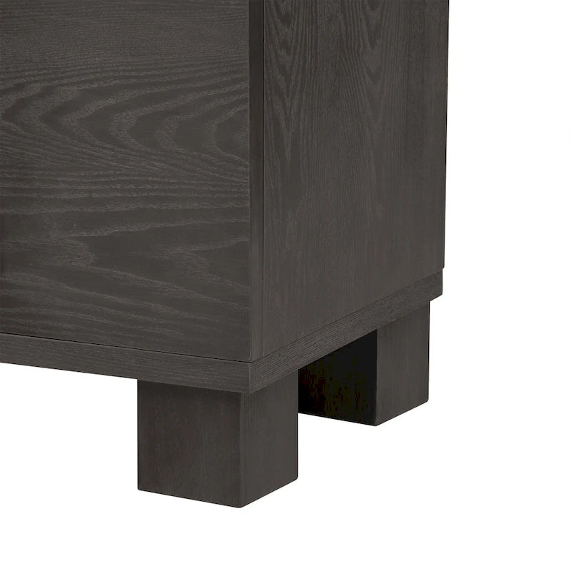 Buffet en bois avec étagères réglables et poignées dorées