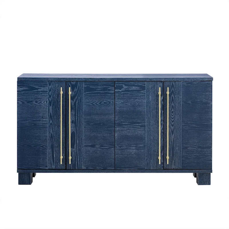 Buffet en bois avec étagères réglables et poignées dorées