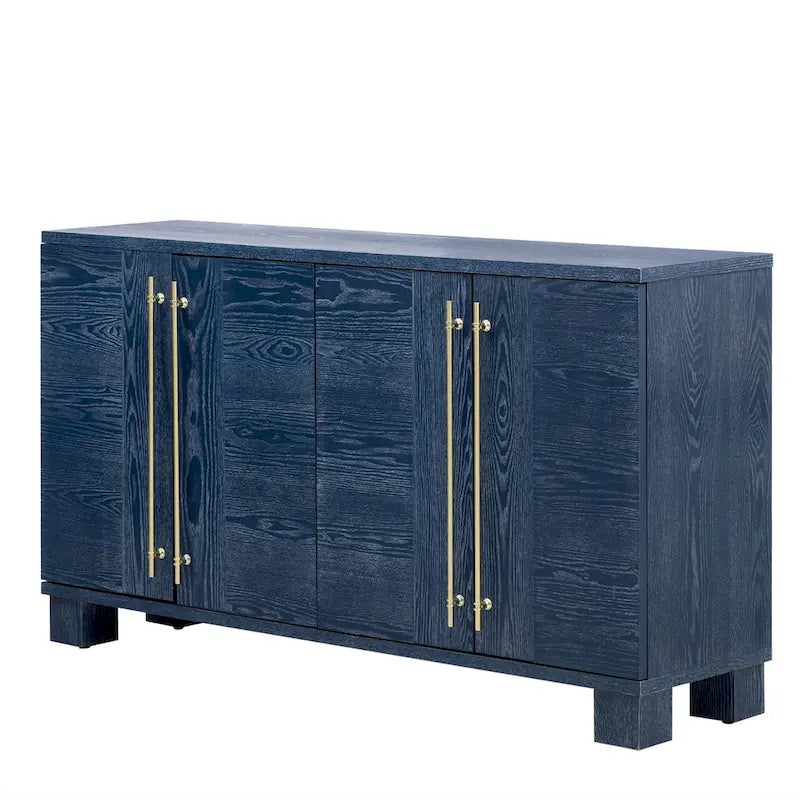 Buffet en bois avec étagères réglables et poignées dorées