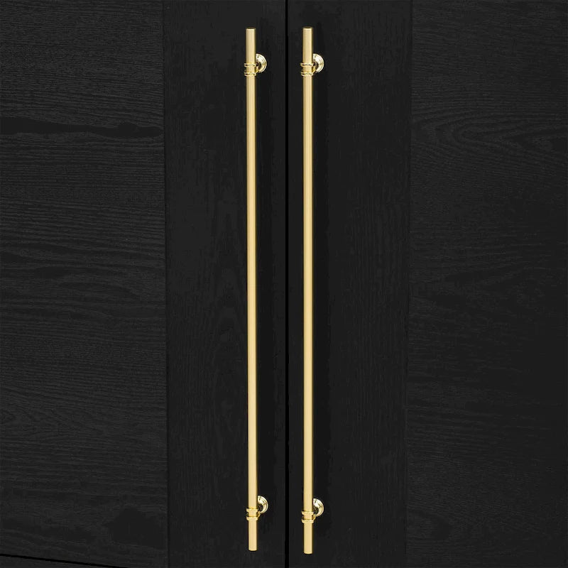 Buffet en bois avec étagères réglables et poignées dorées