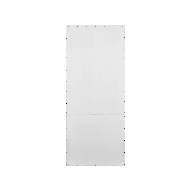 Bibliothèque basse avec portes finition bois blanc, étagères ouvertes, utilisateur unique, entièrement assemblée
