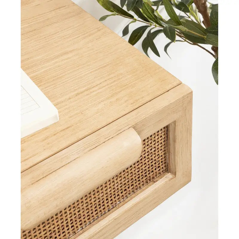Kate et Laurel Ori Console Flottante en Rotin - 28x13x6