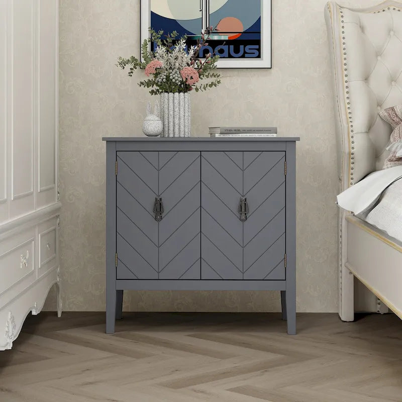 Buffet vintage 2 portes noir/gris avec étagères réglables