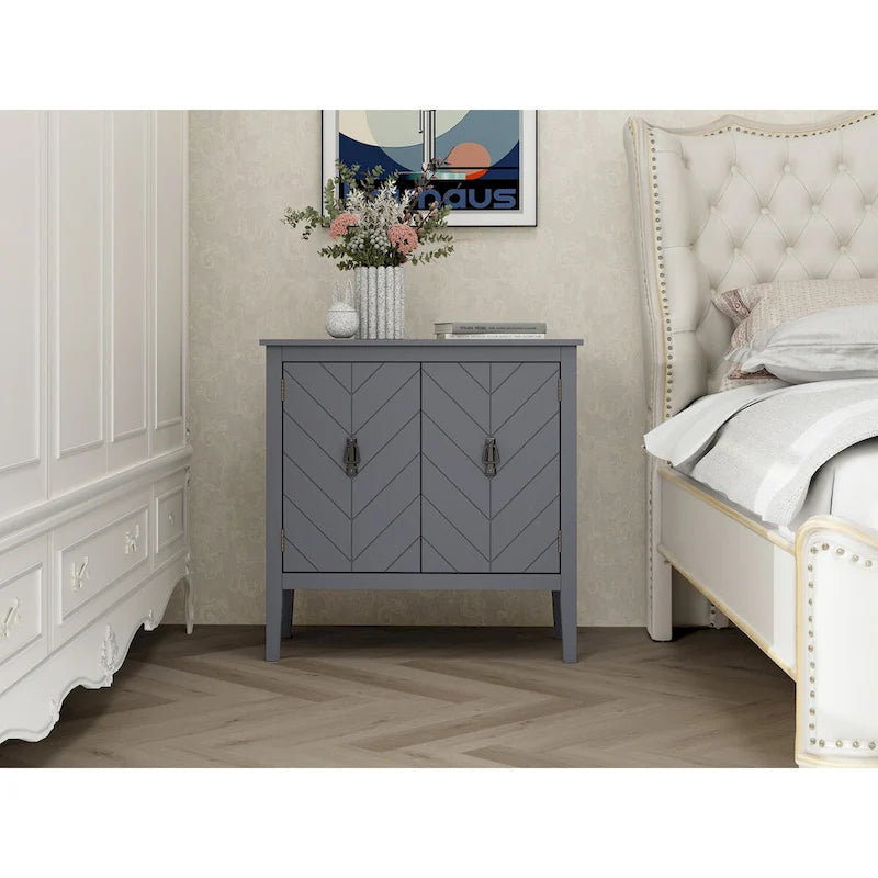 Buffet vintage 2 portes noir/gris avec étagères réglables