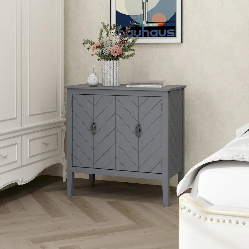 Buffet vintage 2 portes noir/gris avec étagères réglables
