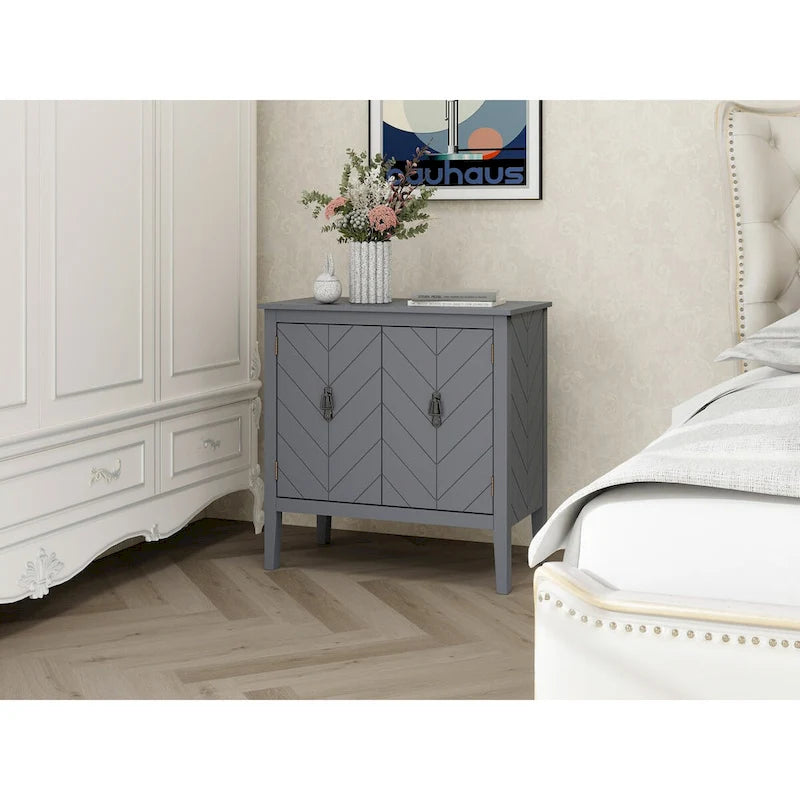 Buffet vintage 2 portes noir/gris avec étagères réglables