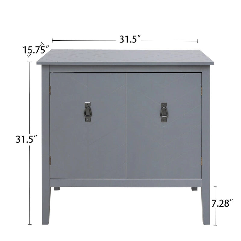 Buffet vintage 2 portes noir/gris avec étagères réglables