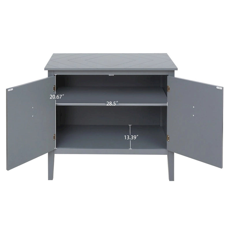 Buffet vintage 2 portes noir/gris avec étagères réglables