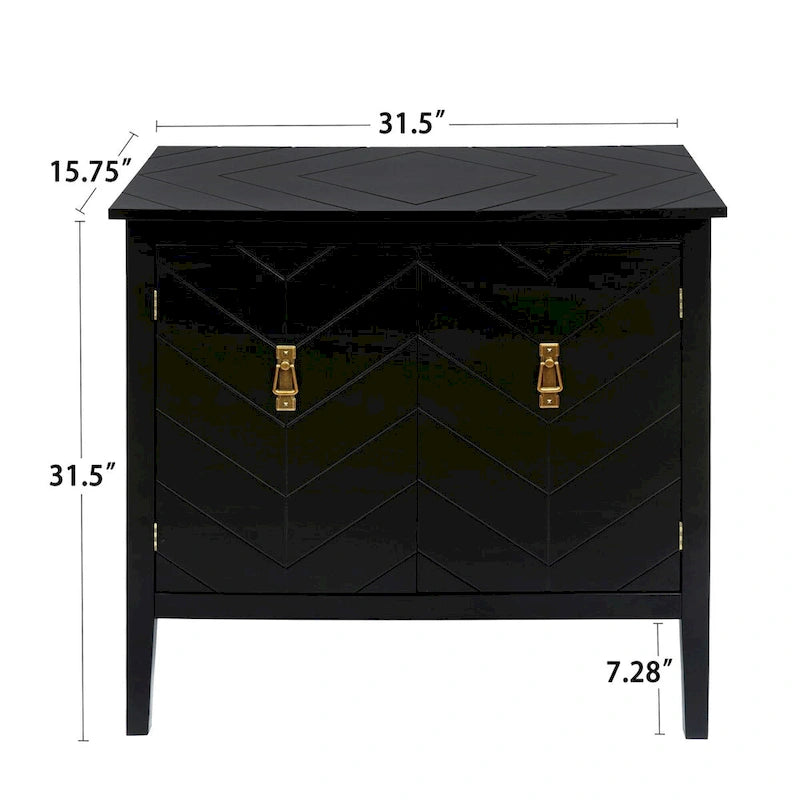 Buffet vintage 2 portes noir/gris avec étagères réglables