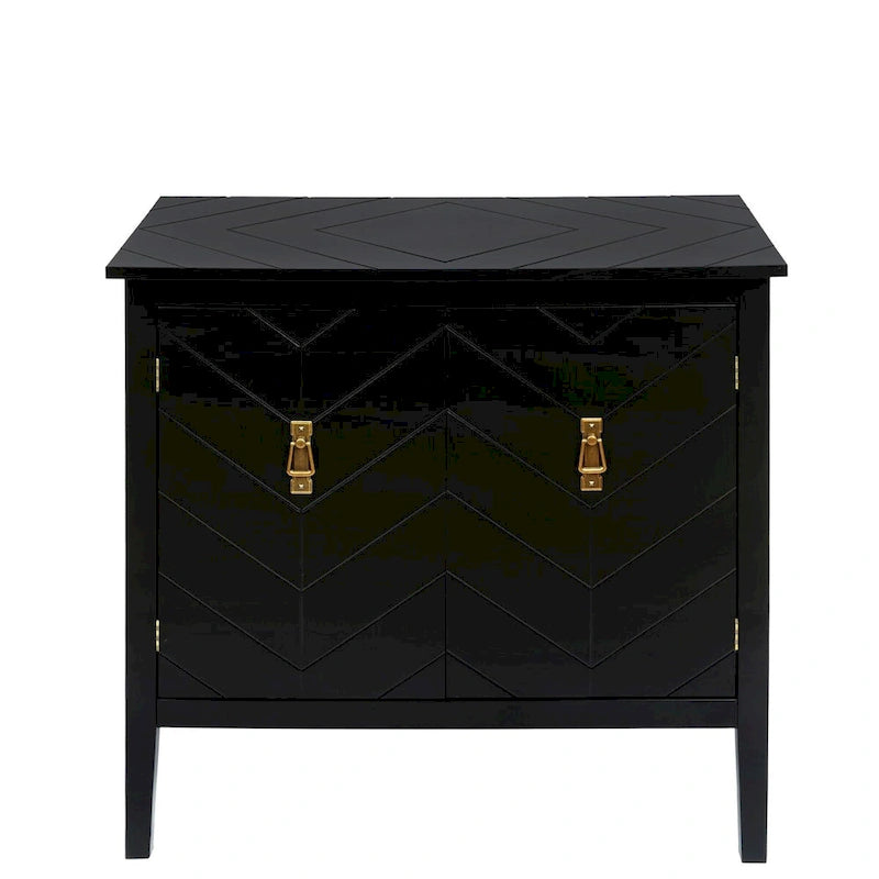 Buffet vintage 2 portes noir/gris avec étagères réglables