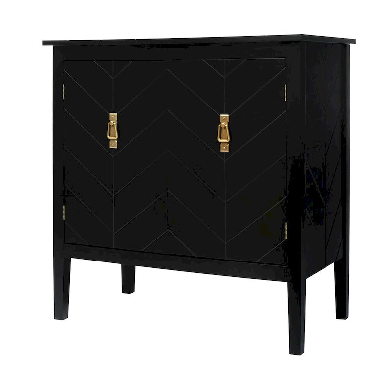 Buffet vintage 2 portes noir/gris avec étagères réglables