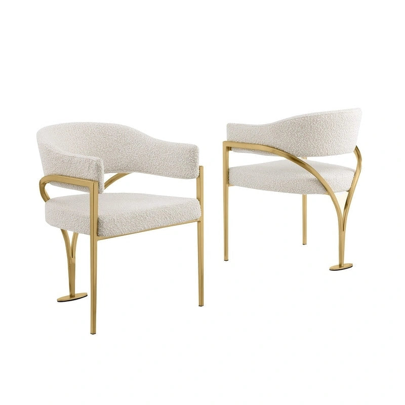 Chaises de salle à manger en métal chromé doré brossé mat (lot de 2) - N/A