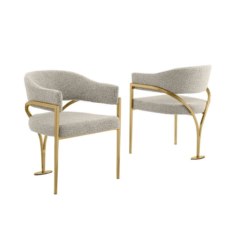 Chaises de salle à manger en métal chromé doré brossé mat (lot de 2) - N/A
