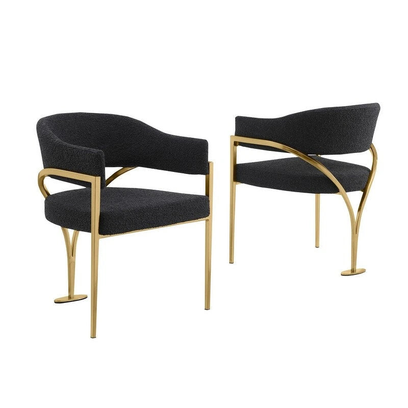 Chaises de salle à manger en métal chromé doré brossé mat (lot de 2) - N/A