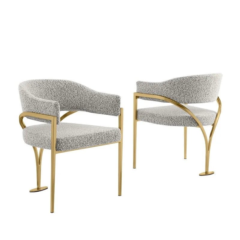 Chaises de salle à manger en métal chromé doré brossé mat (lot de 2) - N/A