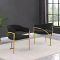 Chaises de salle à manger en métal chromé doré brossé mat (lot de 2) - N/A
