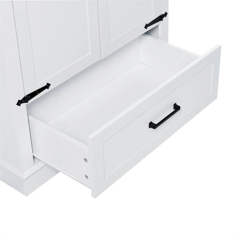 Meuble de rangement haut blanc avec 2 portes et 1 tiroir