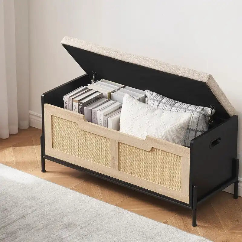 Storage Bench Rattan Storage Chest,for Entryway, Living RoomBedroom
