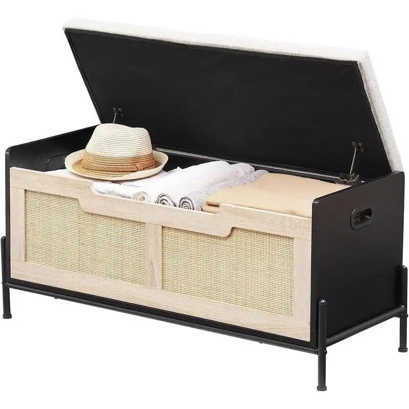 Banc de rangement Coffre de rangement en rotin, pour entrée, salon et chambre à coucher