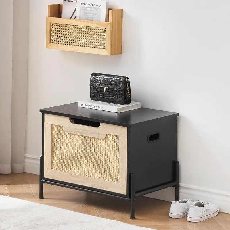 Banc de rangement Coffre de rangement en rotin, pour entrée, salon et chambre à coucher