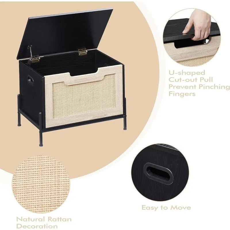Banc de rangement Coffre de rangement en rotin, pour entrée, salon et chambre à coucher