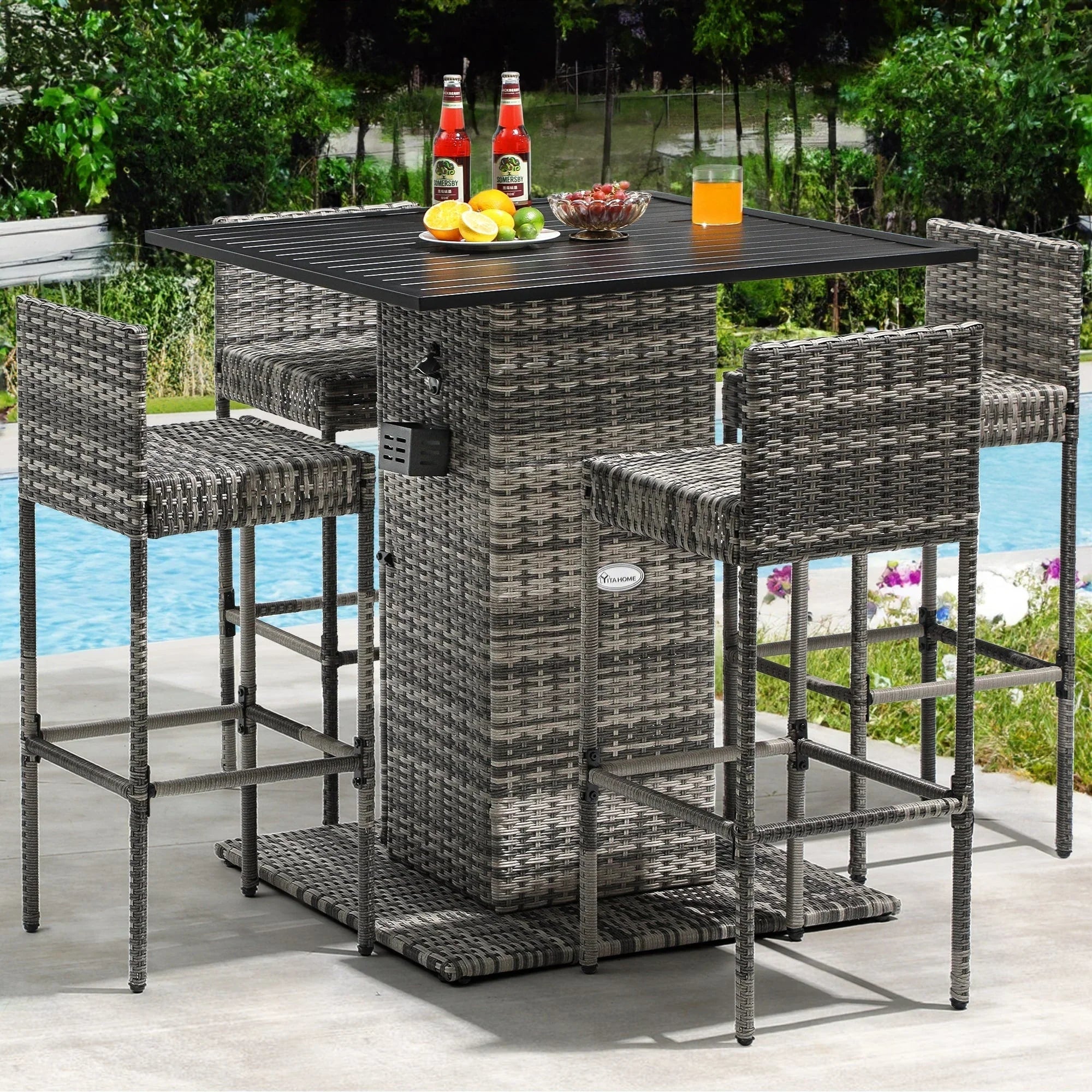 Ensemble de bar extérieur en osier Moasis 5 pièces - 5 PCS