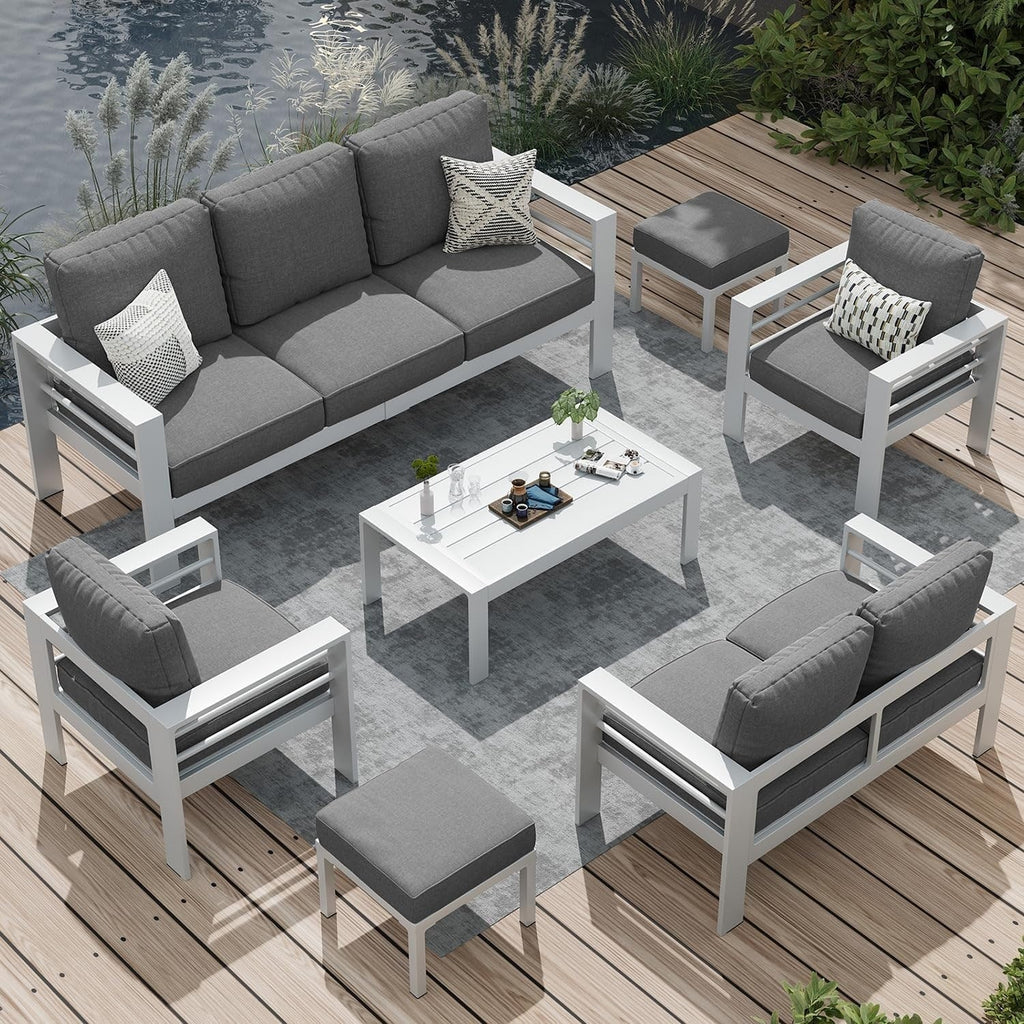 AECOJOY Ensemble de 7 Meubles de Jardin en Aluminium pour Extérieur