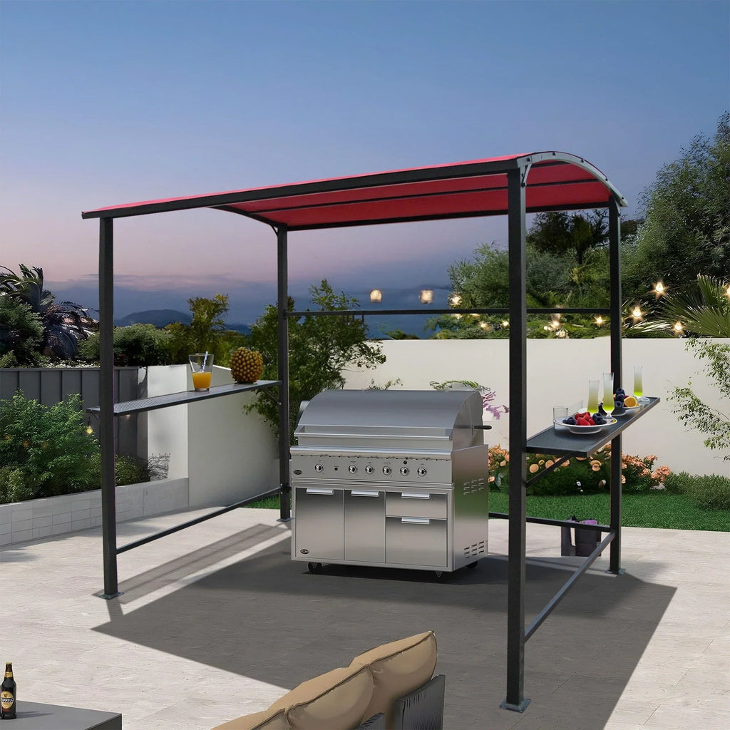 Abri barbecue en acier avec auvent, 1,5 x 2,4 m