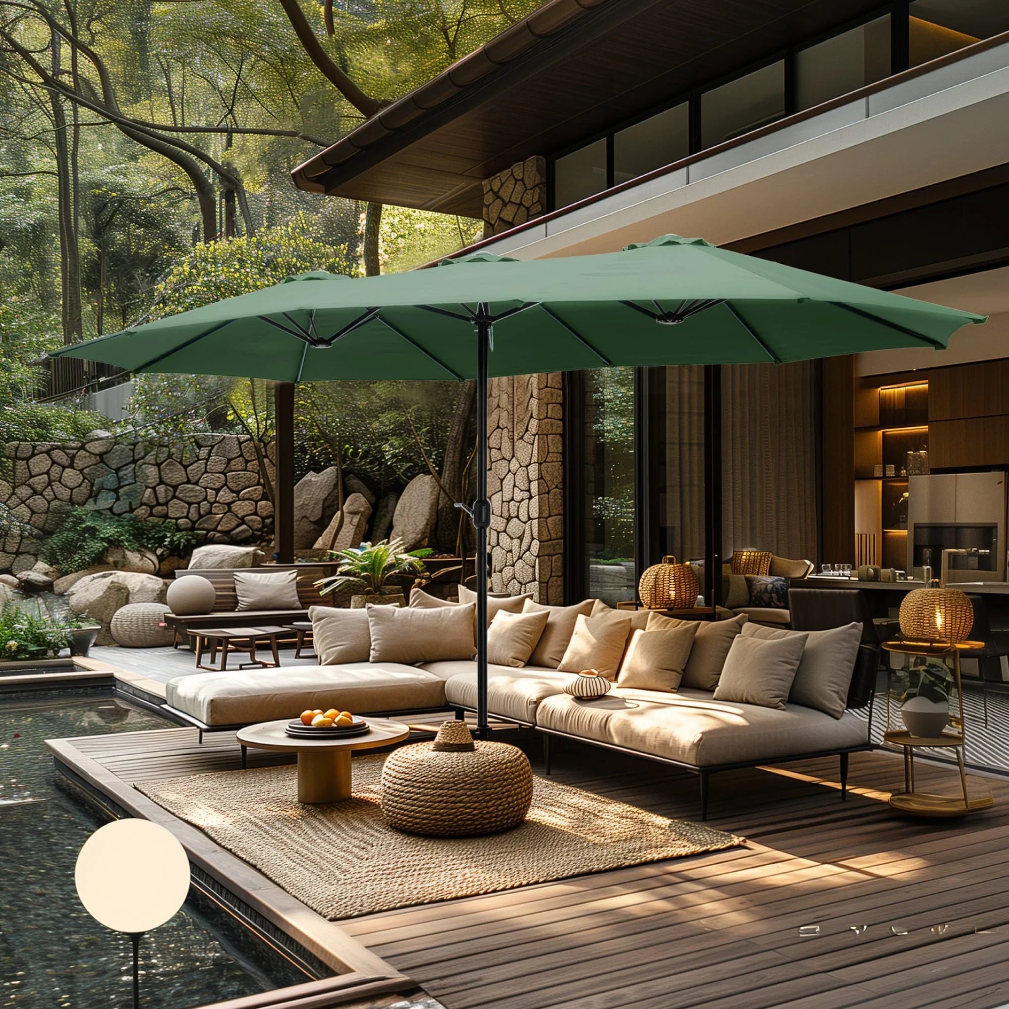 MAISON ARTS Grand Parasol Double Face de 4,5 m avec Base Incluse pour Patio
